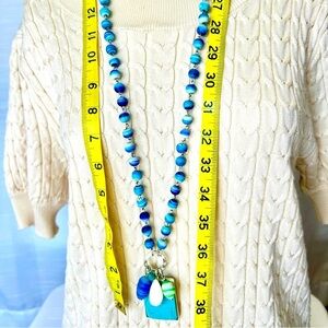 CHICO's turquoise/blue and silver colored beaded necklace!